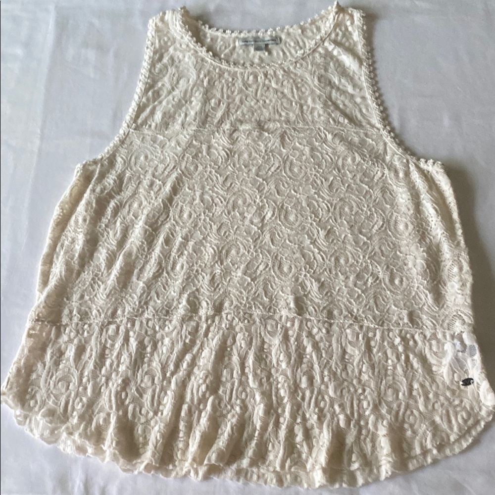 American Eagle Outfitters Cream Ribbed Tank Top